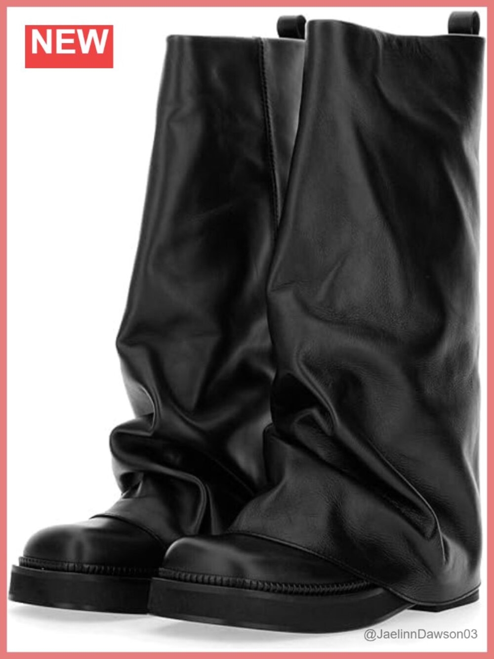 Women's Leather Knee High Slouchy Boots Fold Over Chunky Platform Pull On Casual